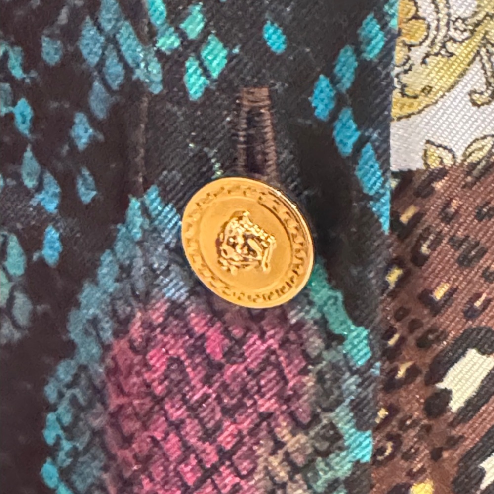 Versace Silk-Blend Midi Dress in Fuchsia and Gold Patchwork - Picture 5 of 10